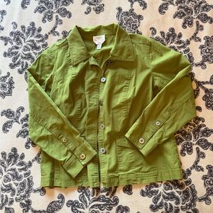 Talbots Olive Button-Up Blouse